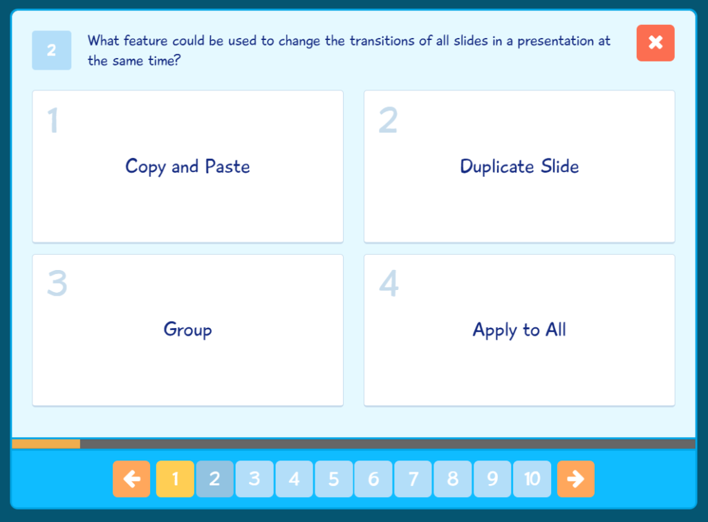 Sample question from EasyTech quizzes